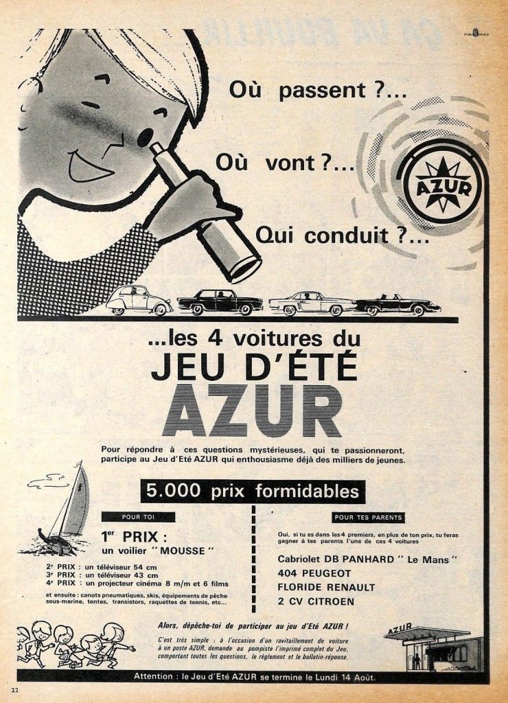 "JEU D’ÉTÉ AZUR ", publicité de 1961