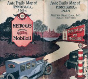 Carte routière distribuée par MOBIL oil, 1924